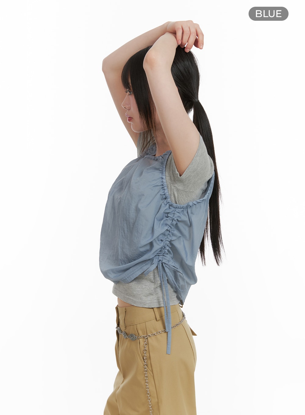 Ruched Side Knot Sleeveless Top CA418