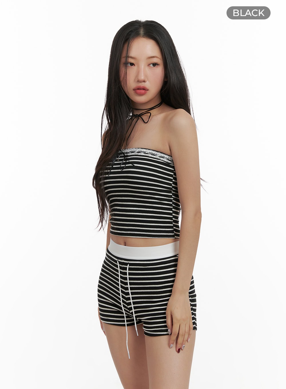Lace Striped Tube Top CY403