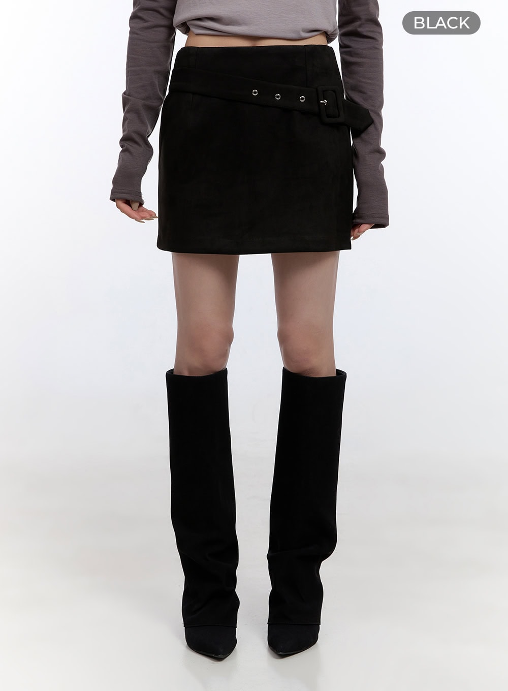 Buckle Suede Mini Skirt CO418