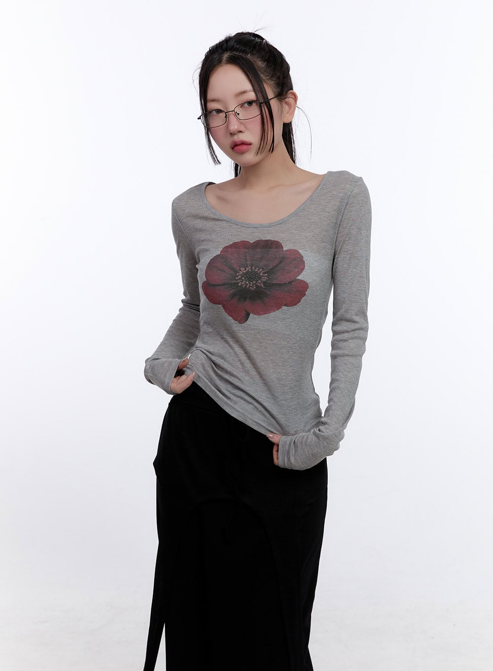 Floral Graphic Slim-Fit Top CJ511
