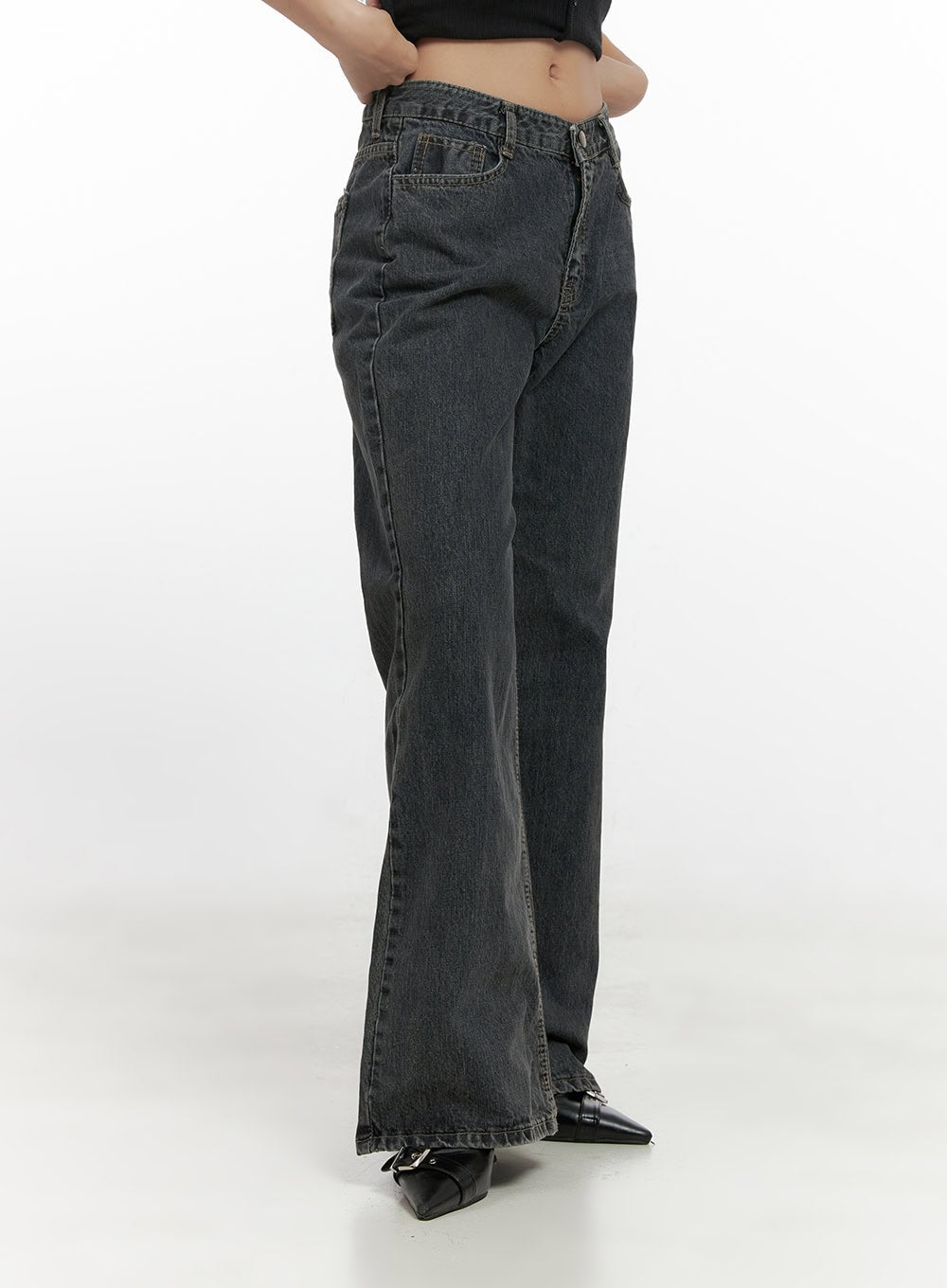 Trina Washed Cotton Flared Jeans CN419