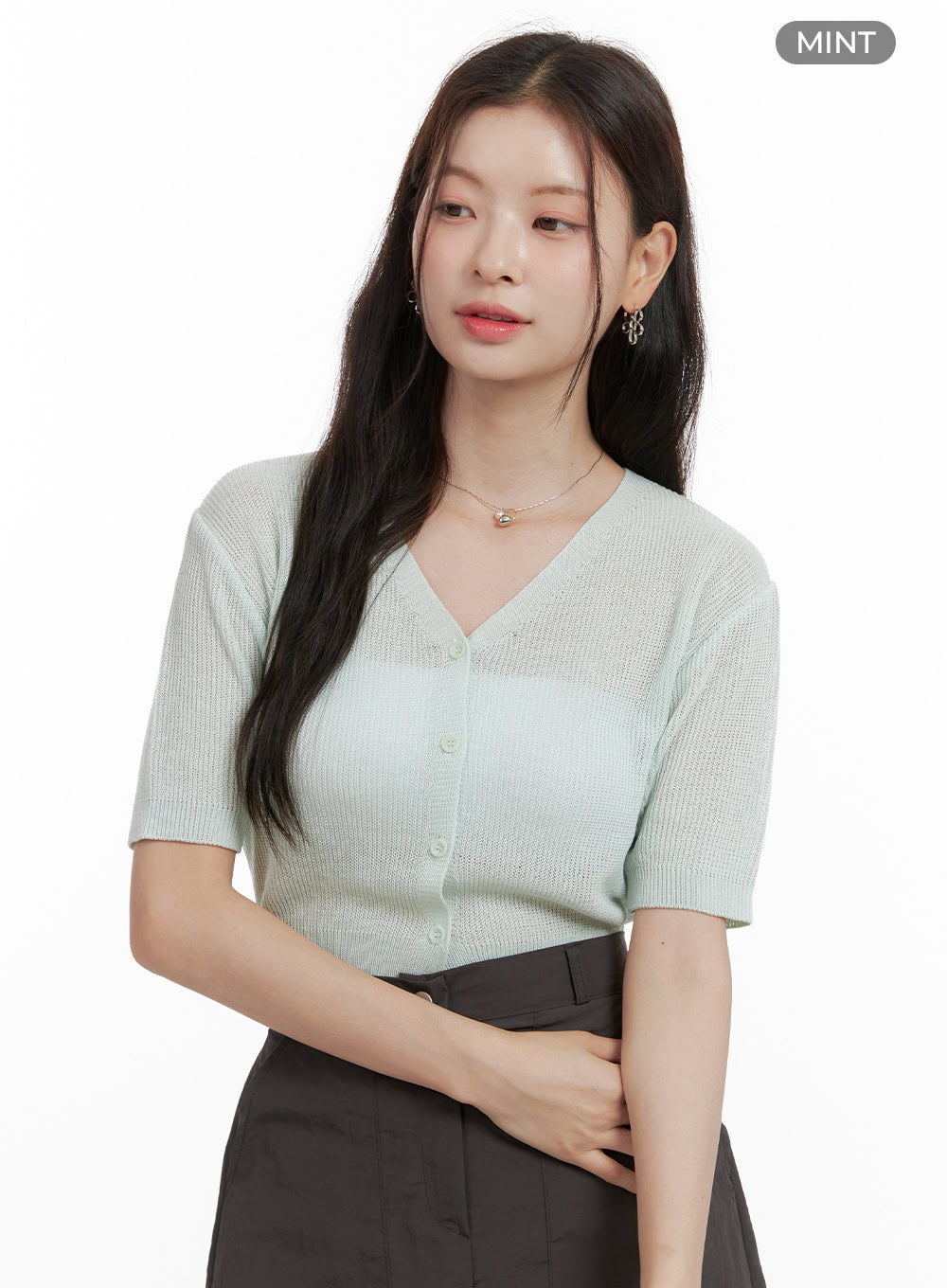 V-Neck Mesh Cardigan OL417