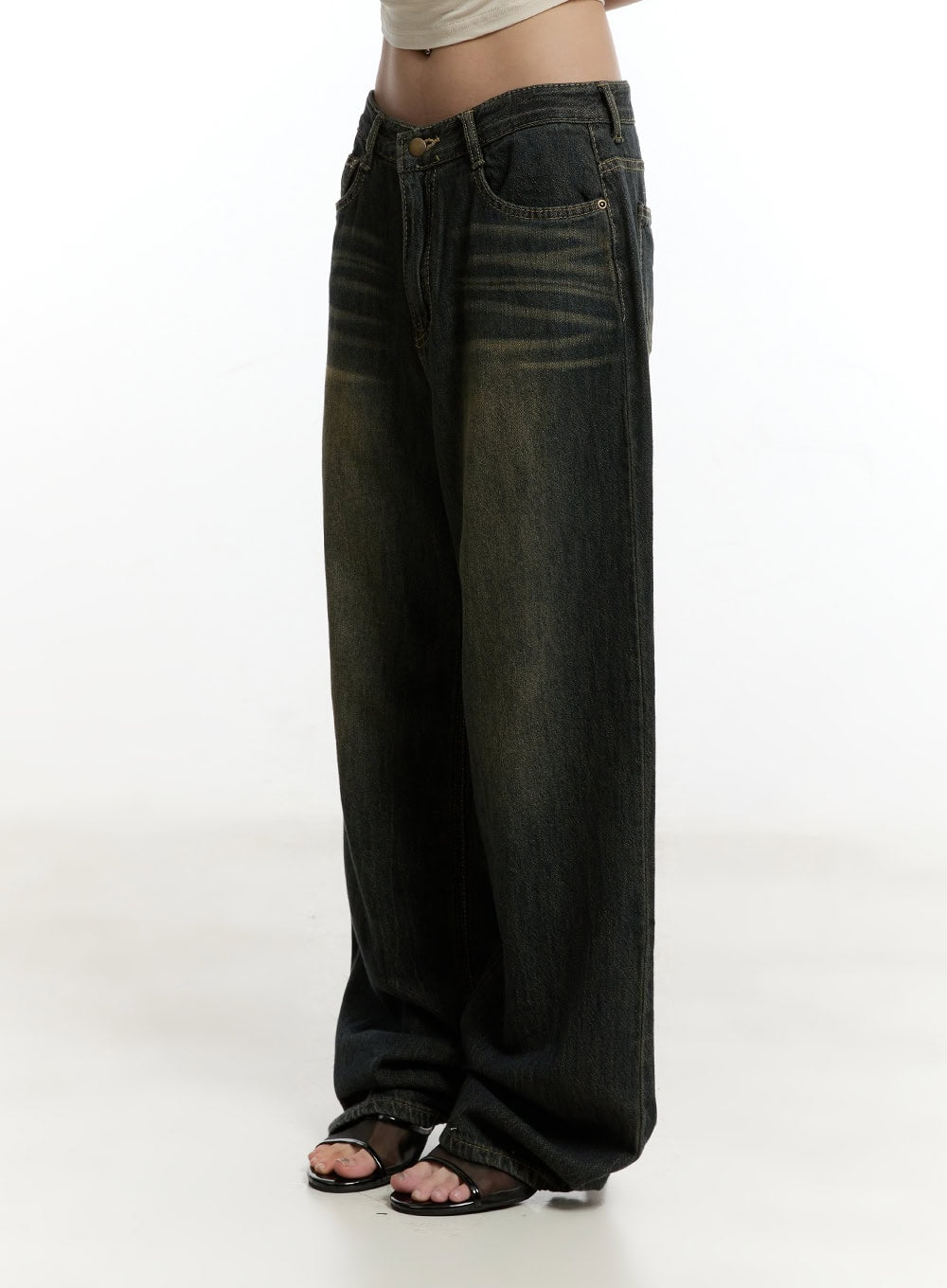 Caty Washed Wide-Leg Jeans CY506