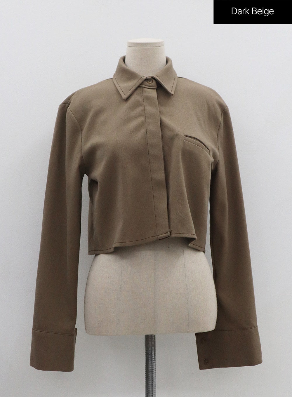 Hidden Button Crop Shirt ON11