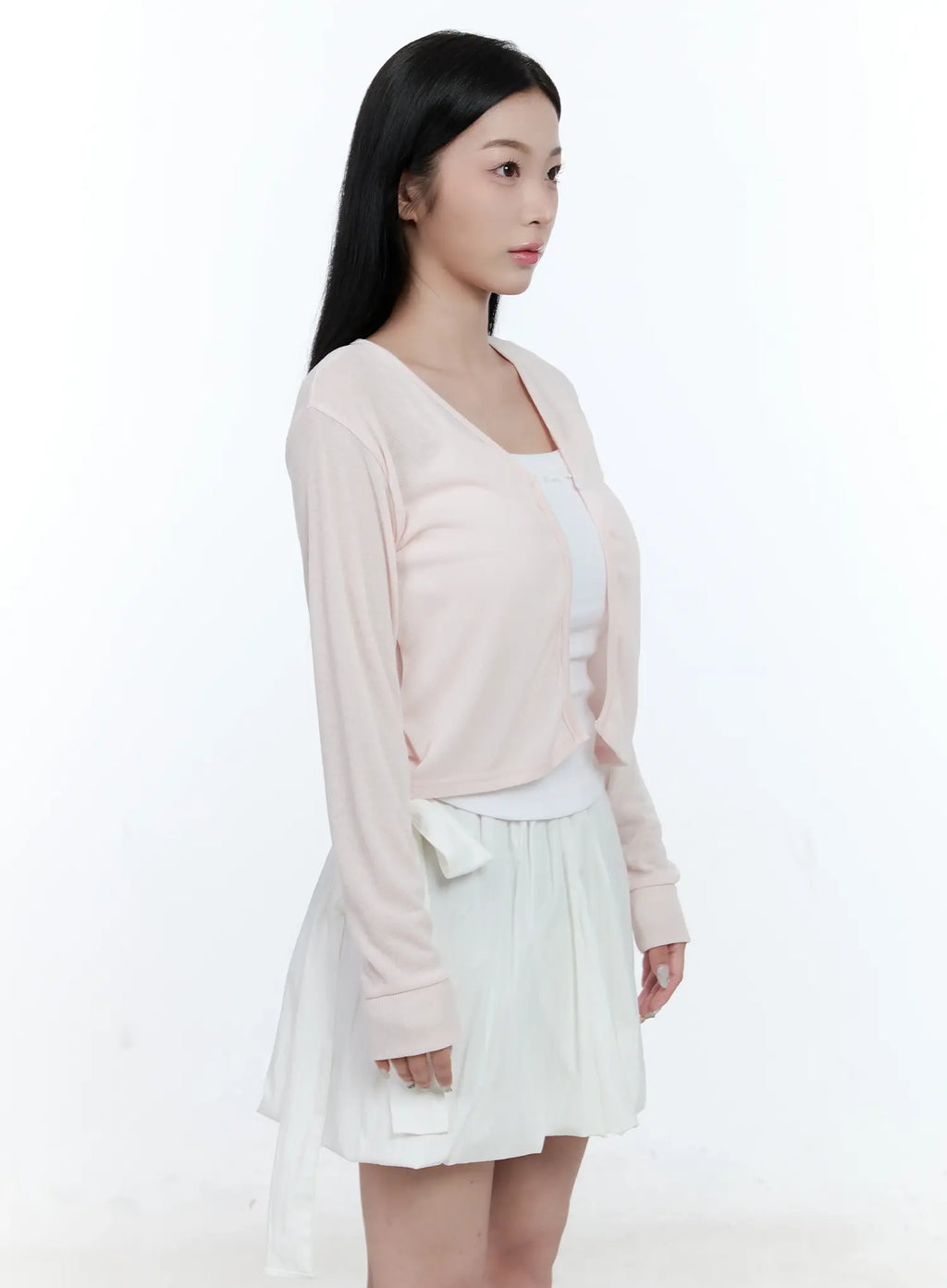Sheer V-Neck Basic Cardigan CL530