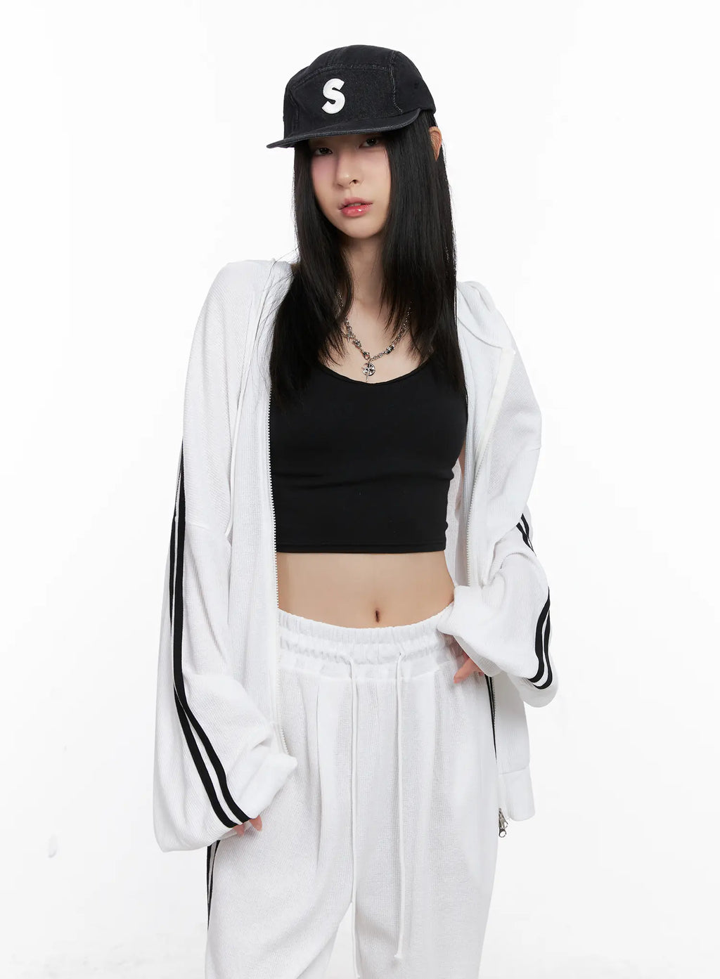 Waffle Knit Track Hoodie CG525