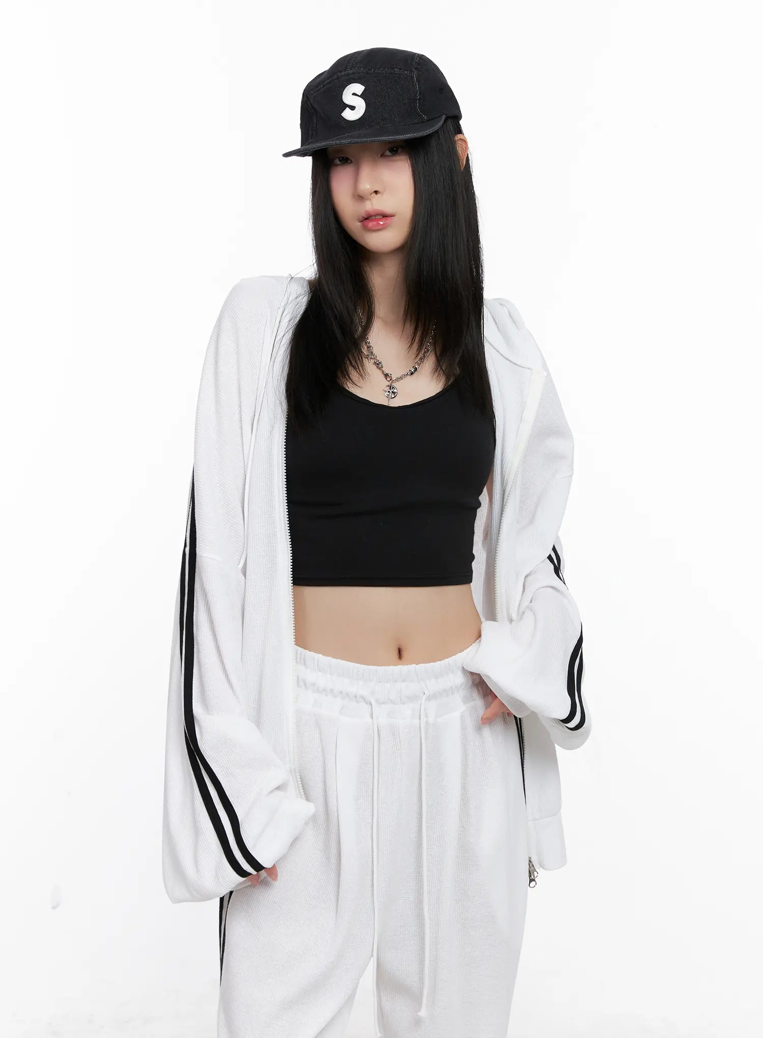 Waffle Knit Track Hoodie CG525