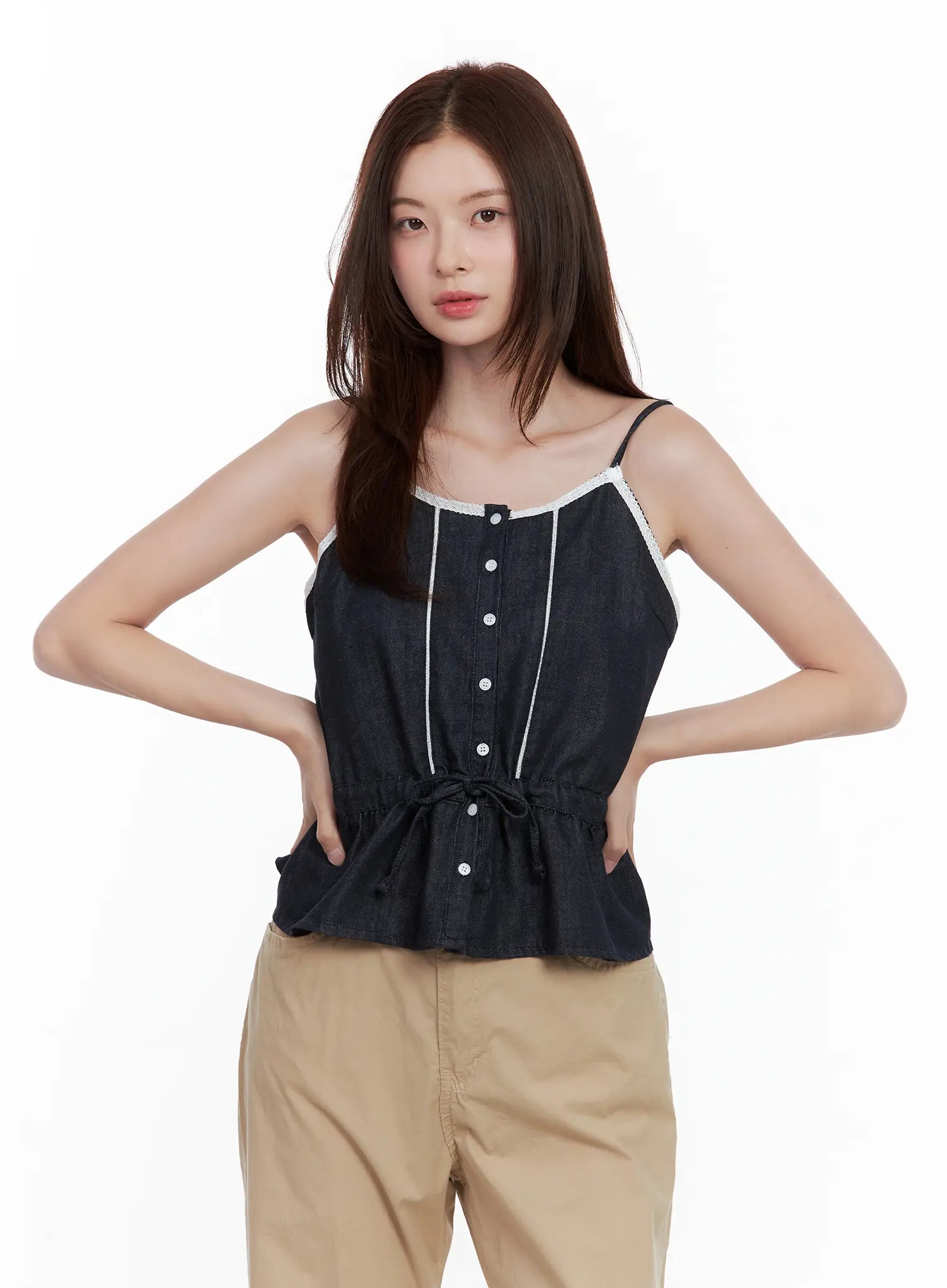 Lace Detail Buttoned Tank CL502