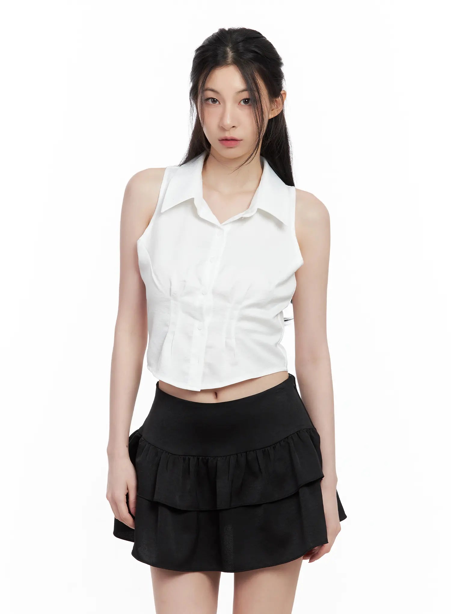 Sleeveless Collared Blouse CU530