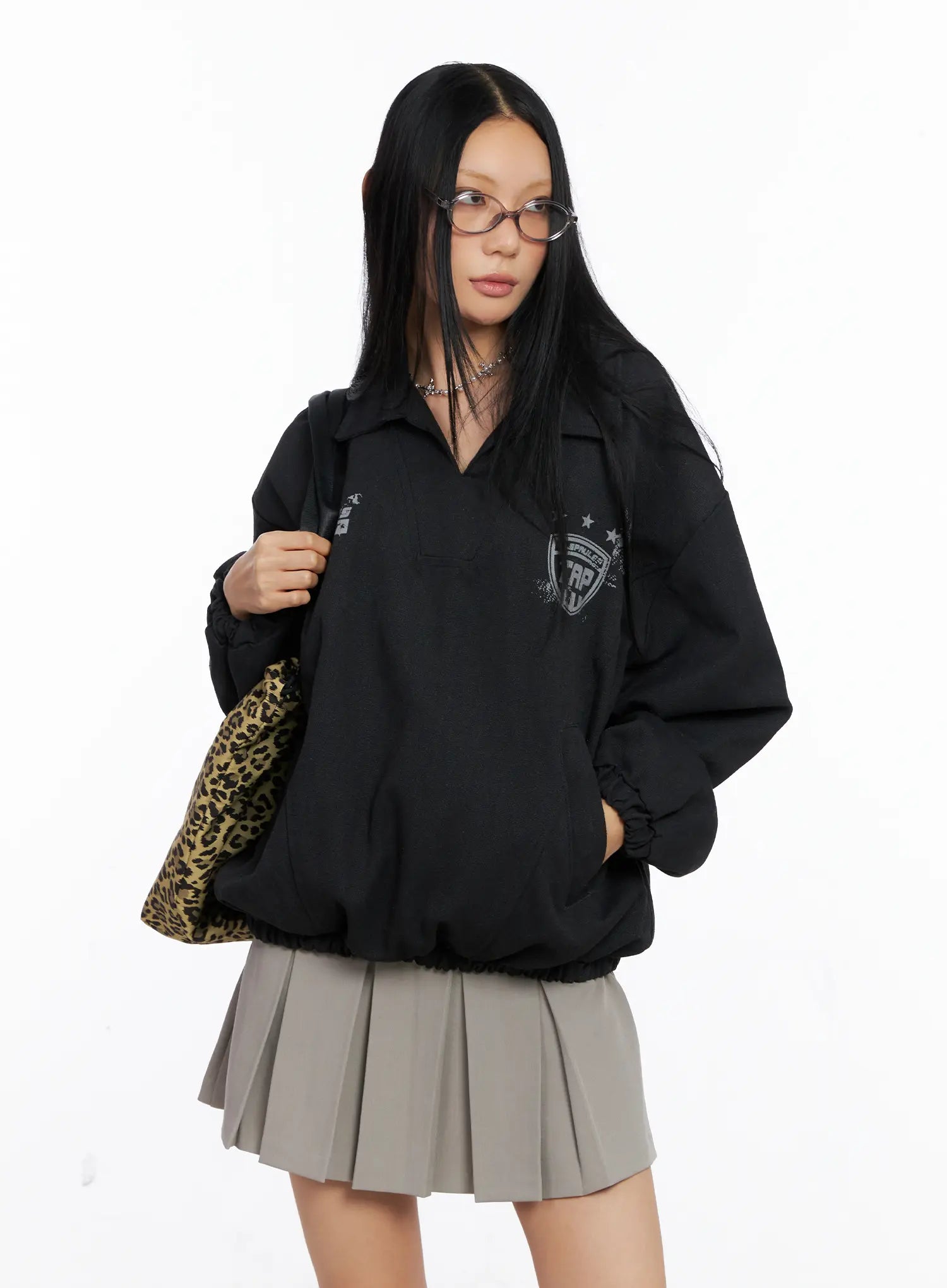 Casual Oversized Graphic Banding Sweatshirt CS509