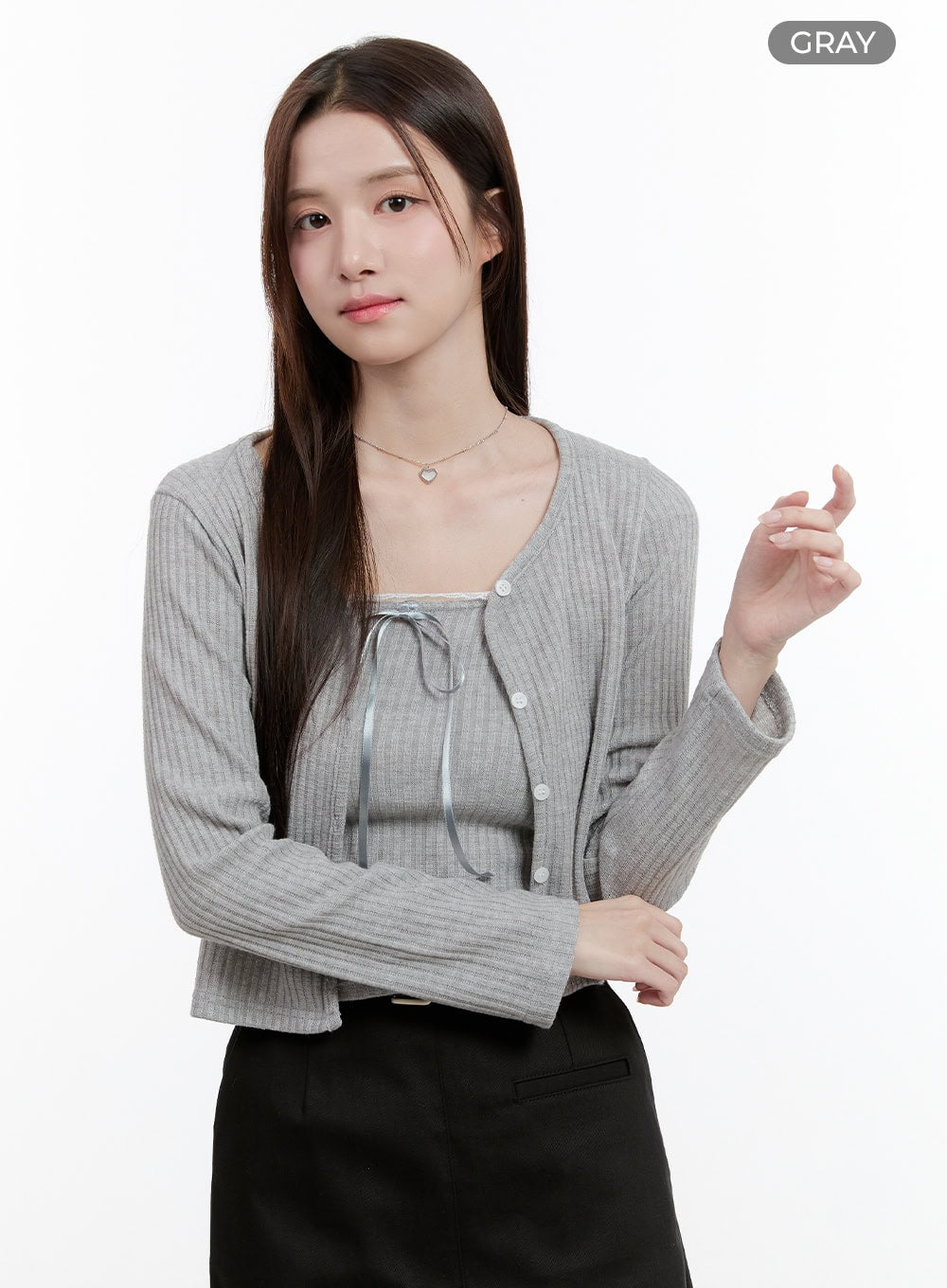 Ribboned Cami Top and Cardigan Set OG428