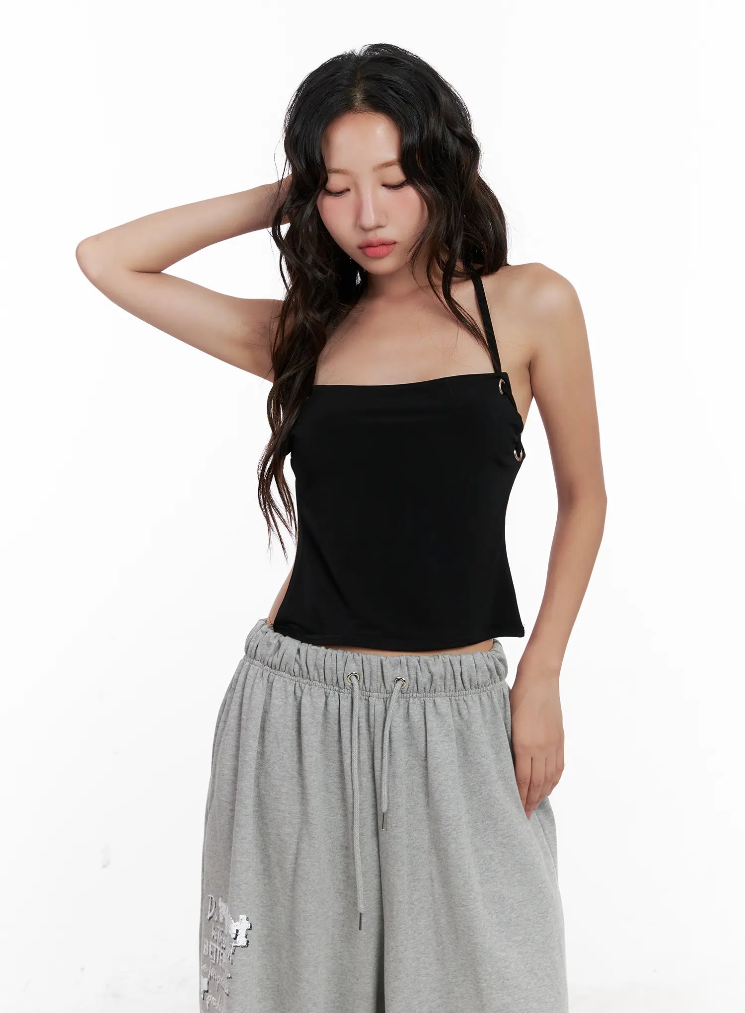 Eyelet Halter Knit Top CL521