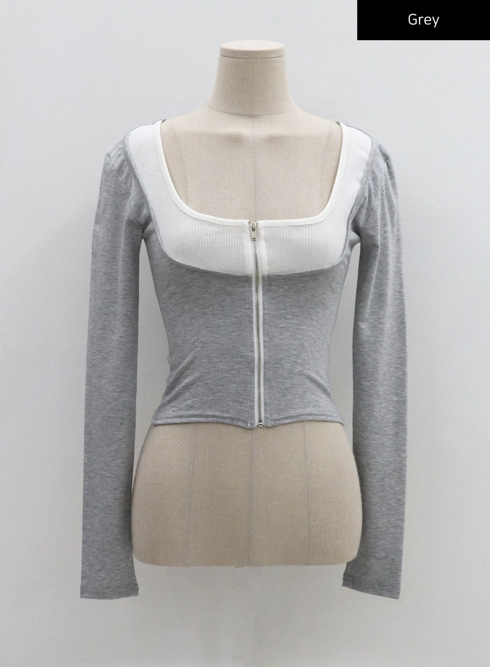 Two Tone Zip-Up Cropped Top CG31