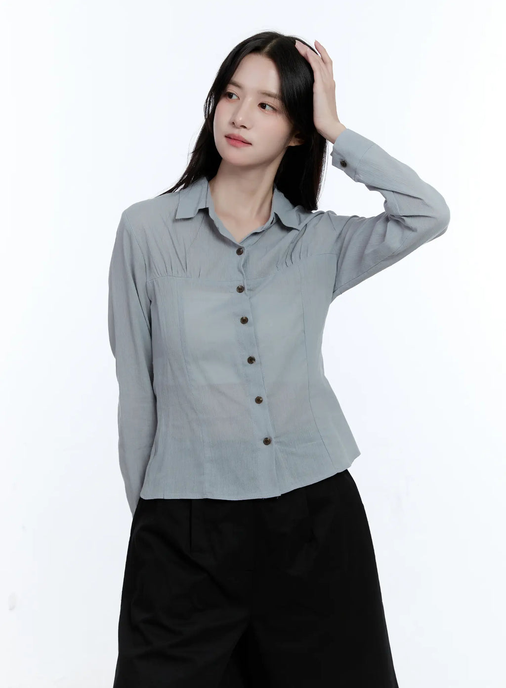 Collared Shirred Blouse CG513