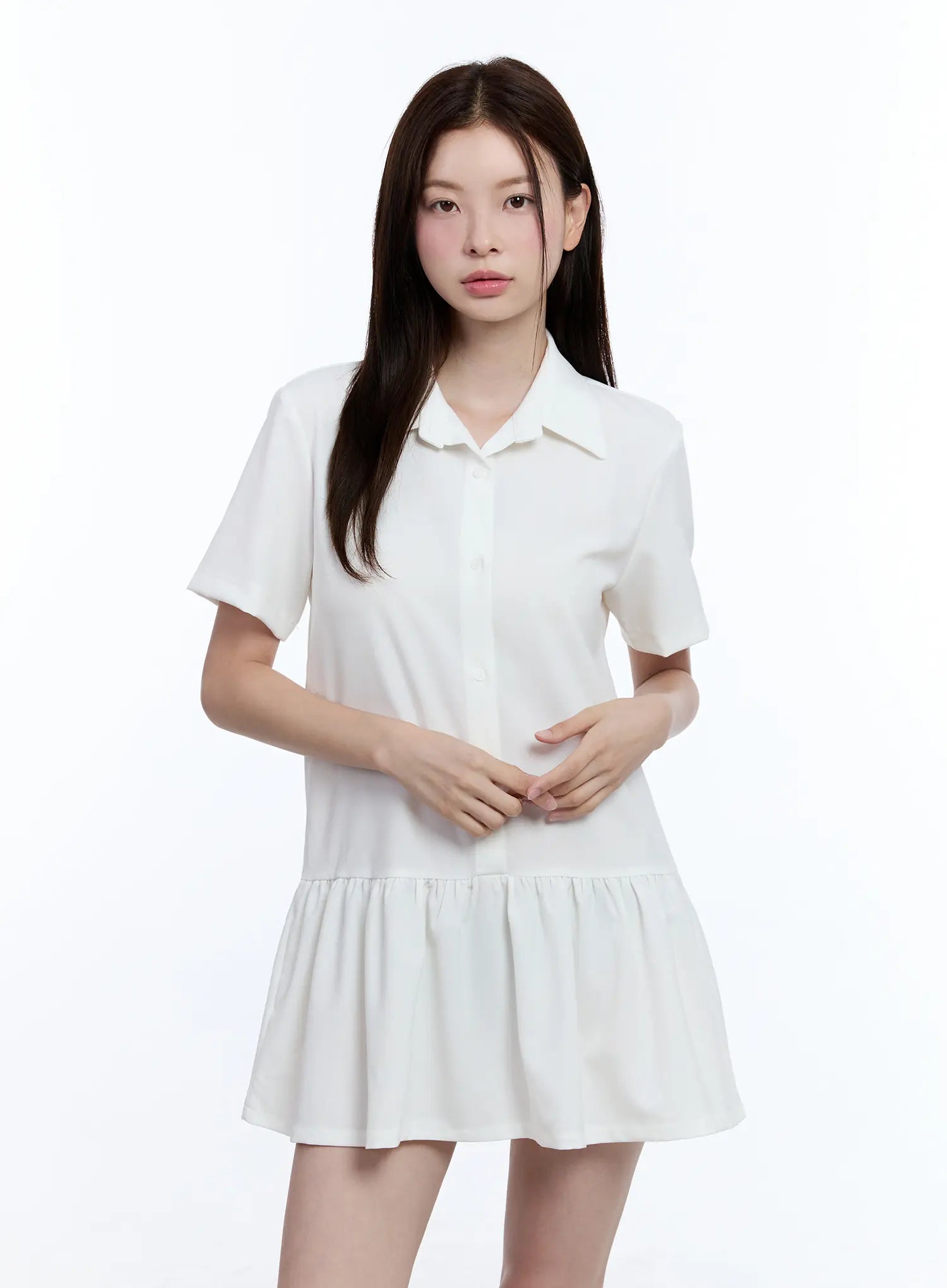 Collared Frill Mini Dress CU513