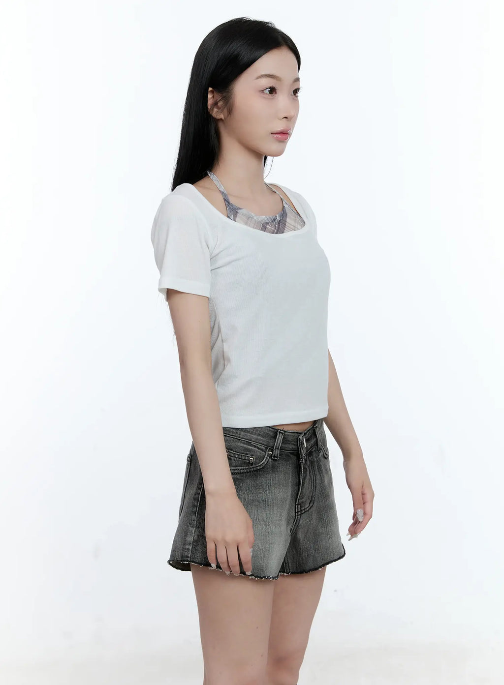 Layered Plaid Halter Top CG501