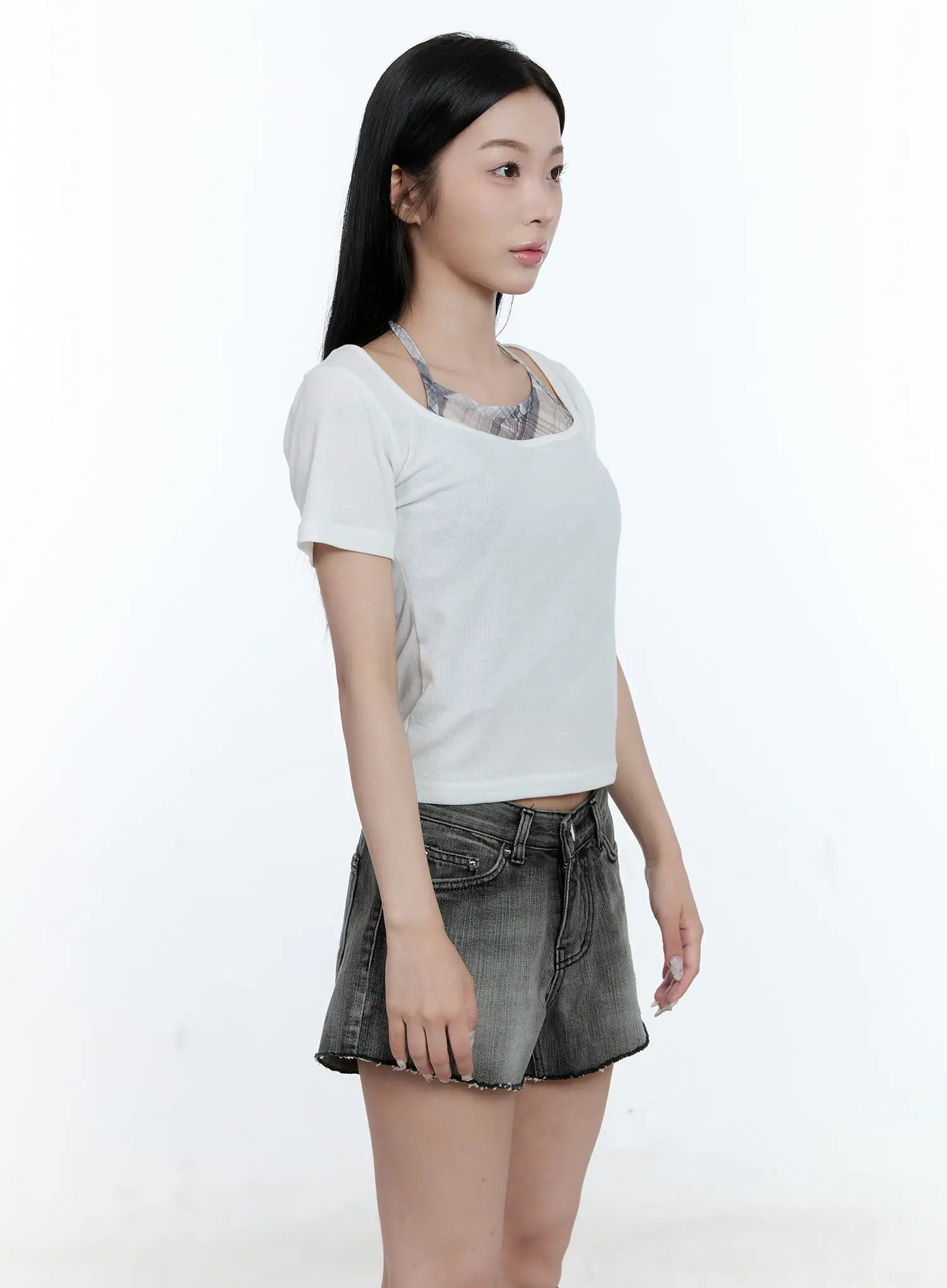 Layered Plaid Halter Top CG501