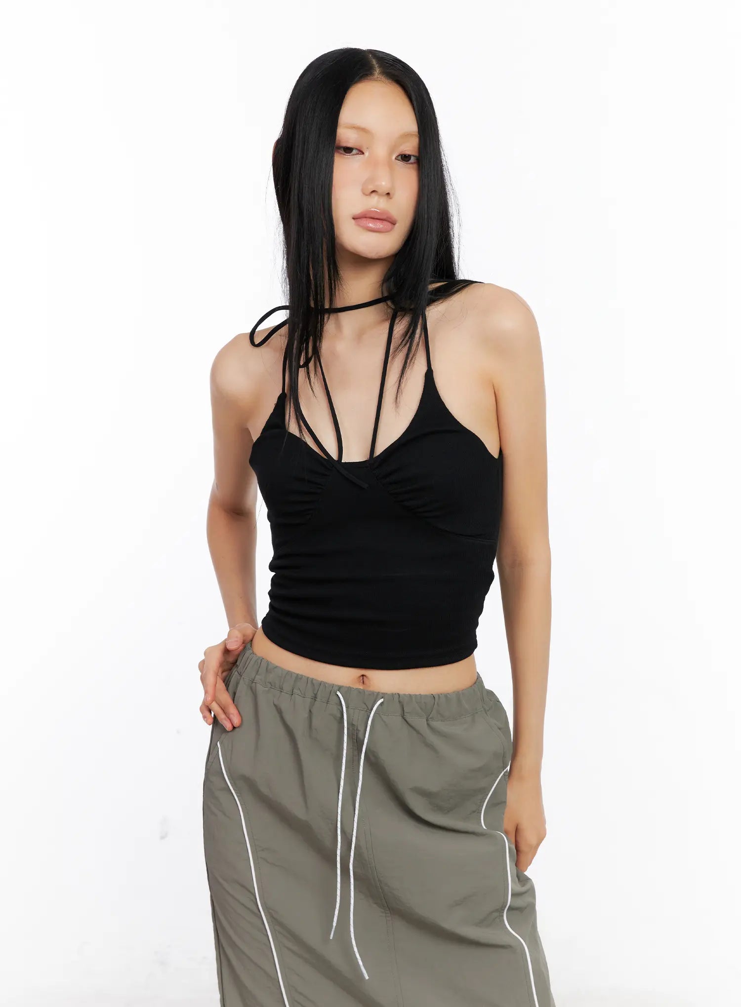 Shirred Halter Tank Top CL530