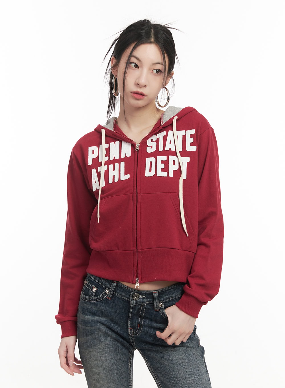 Patchwork Zip-Up Hooded Sweatshirt CF514