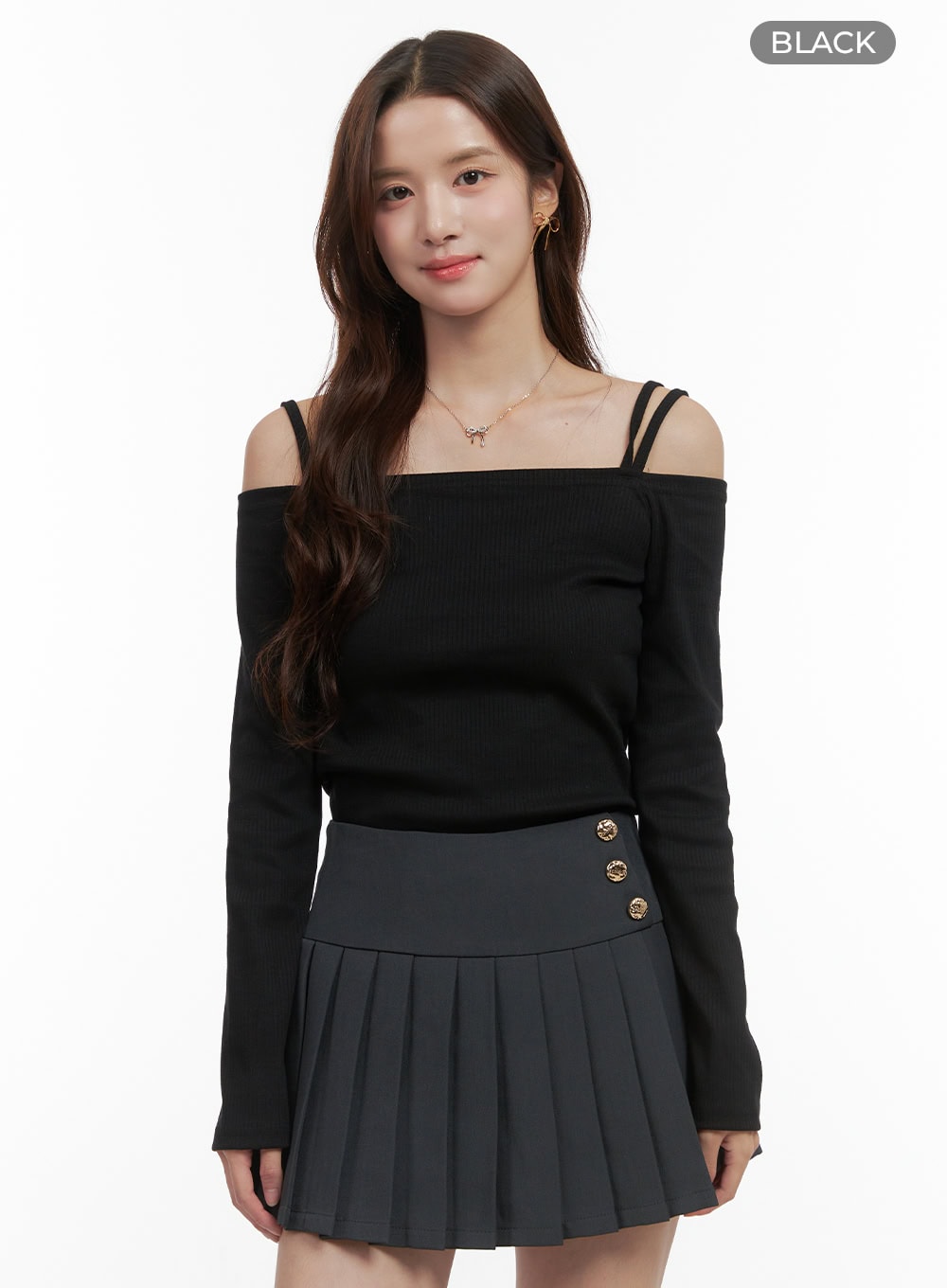 Solid Off-Shoulder Slim-Fit Top OO421