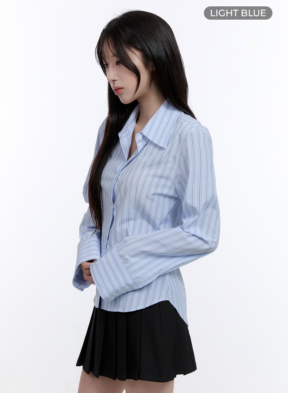 Stripe Button-Up Collared Shirt CO418