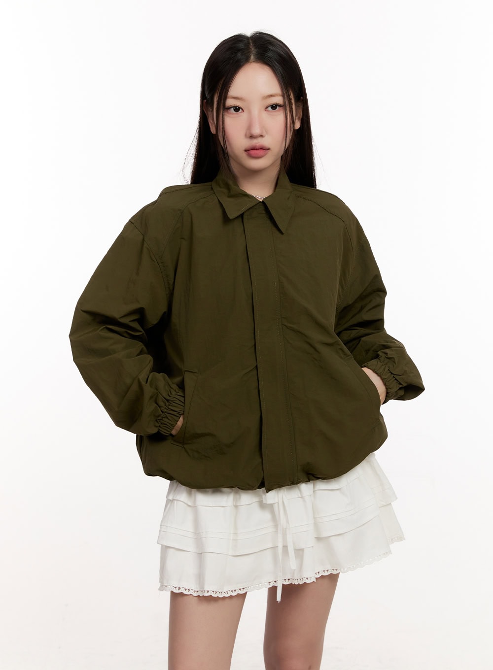 Collared Loose-Fit Windbreaker Jacket CM510