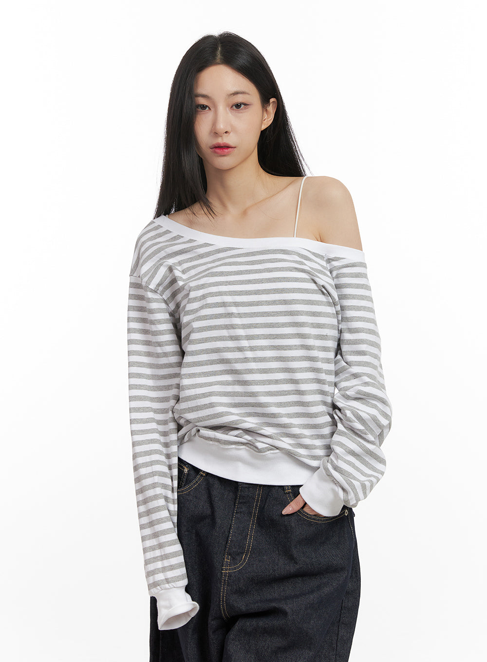Loose-Fit Striped Drop-Shoulder Top CN426