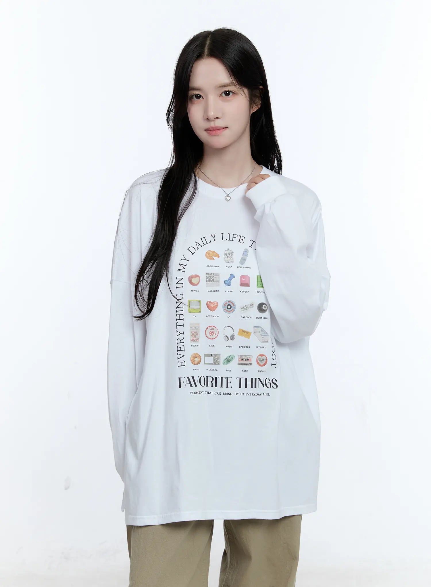 Oversized Graphic Print Long Sleeve Tee CG513