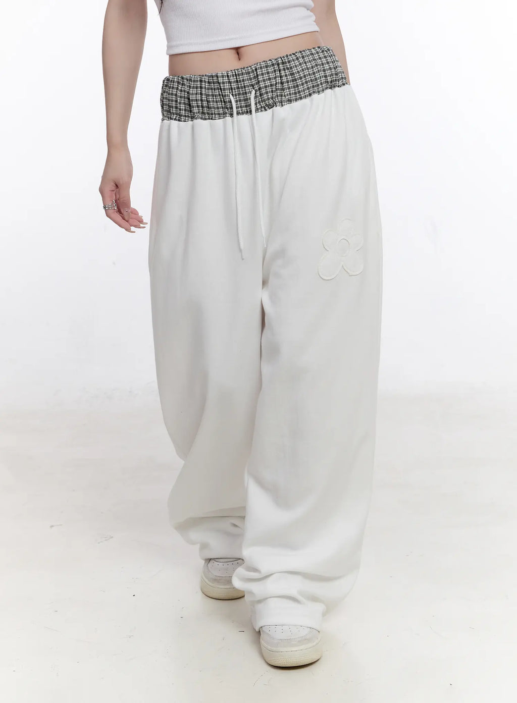 Plaid Waist Wide Leg Sweatpants CS530