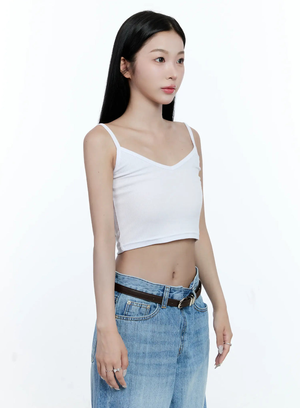 Ribbed V-Neck Cropped Tank CG513