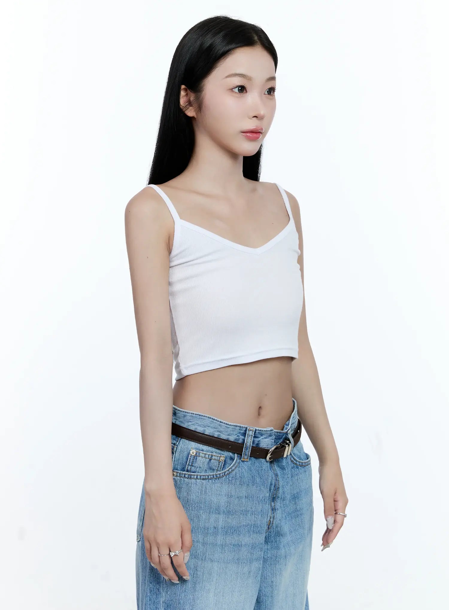 Ribbed V-Neck Cropped Tank CG513