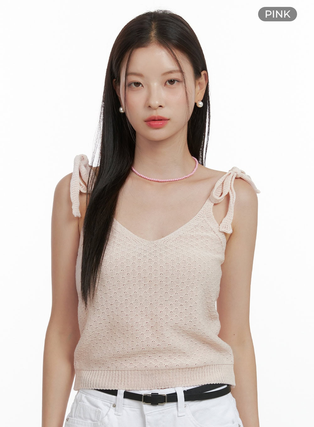 Ribbon Strap Sleeveless Knit Top OL411