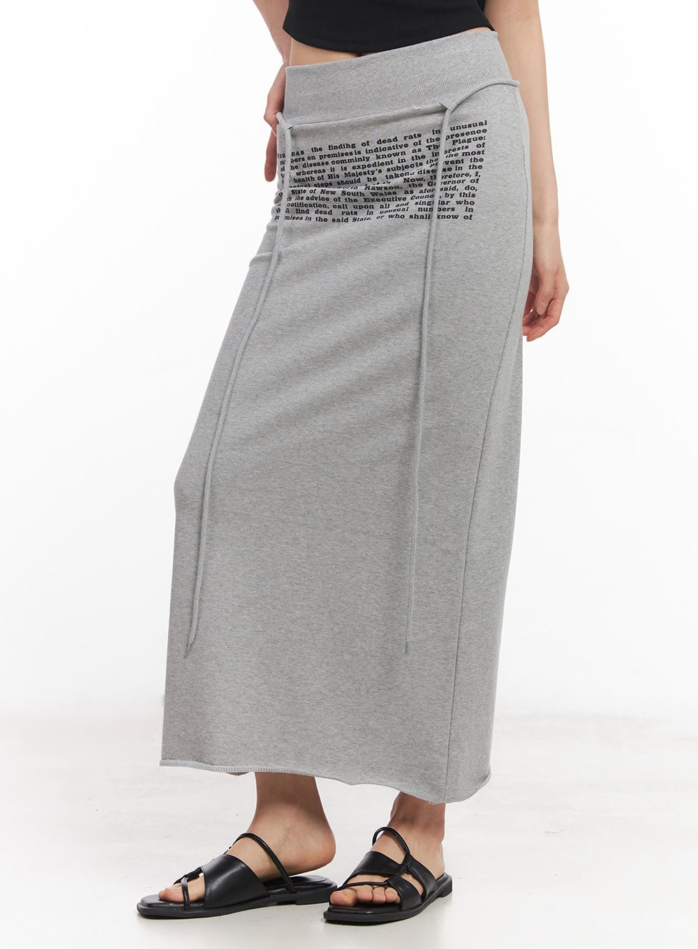 Drawstring Script Maxi Sweatskirt CY528