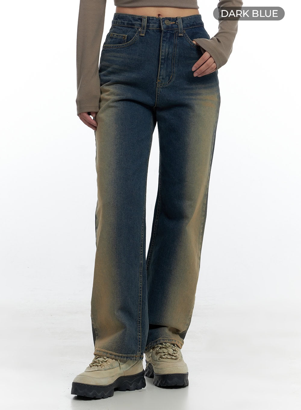 Lark Brown Washed Out Wide Leg Denim CS424