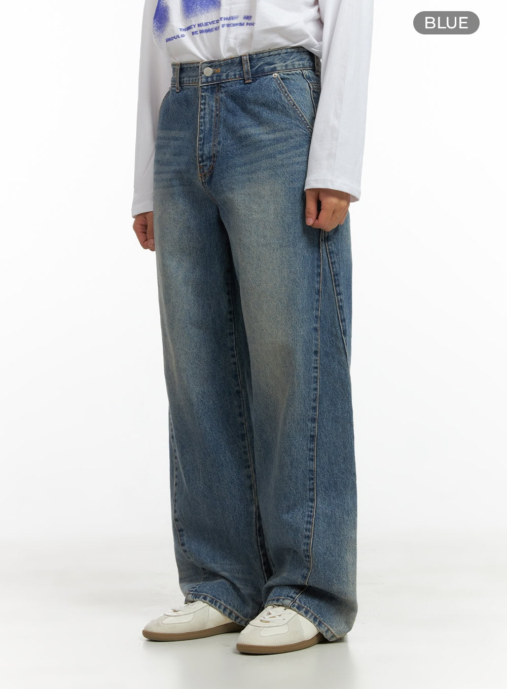 Men's Subtle Stitch Wide Leg Jeans CO408