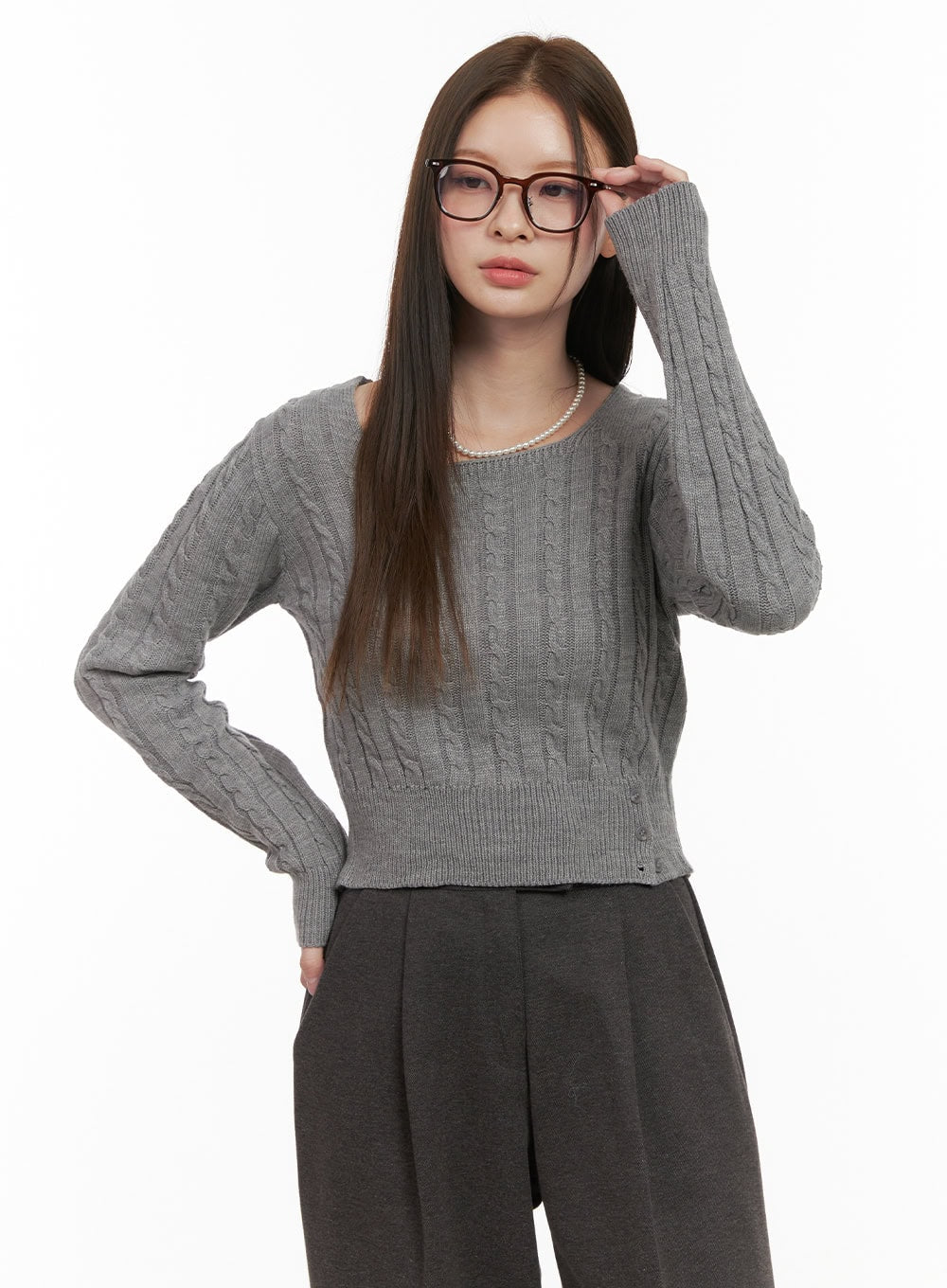 Cable Knit Button Detail Sweater OD412