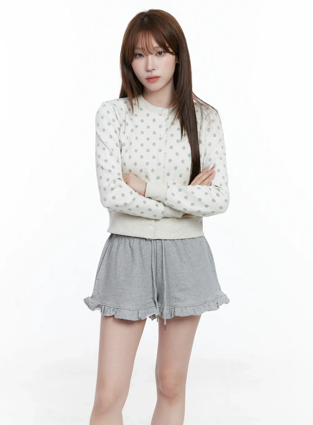 Polka-Dot Button-Up Cardigan CS501