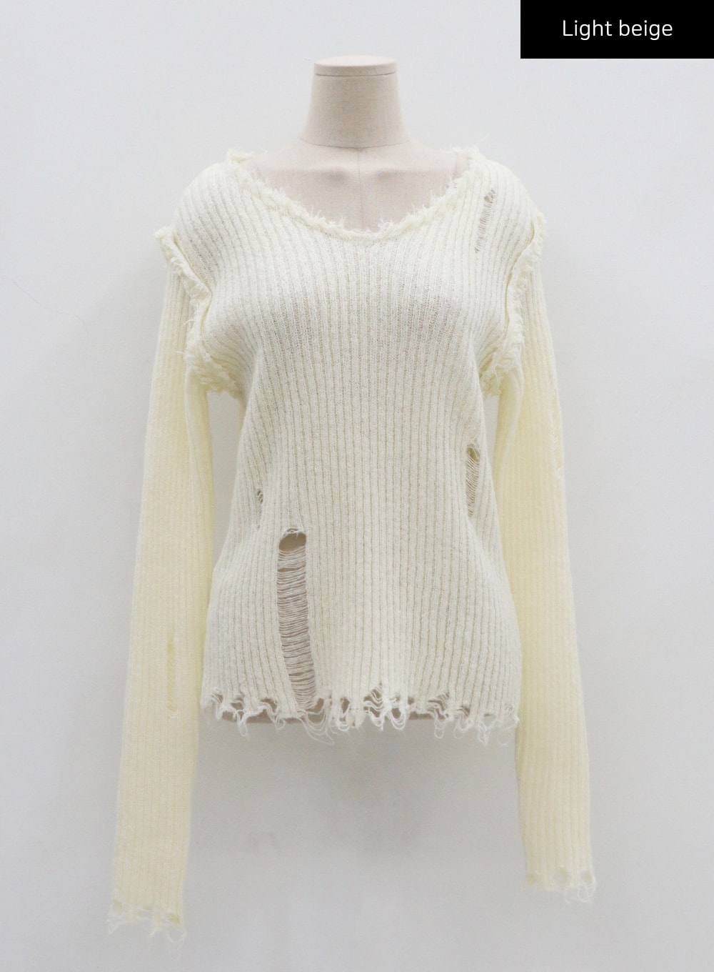 Ripped V-Neck Knit Top CO13