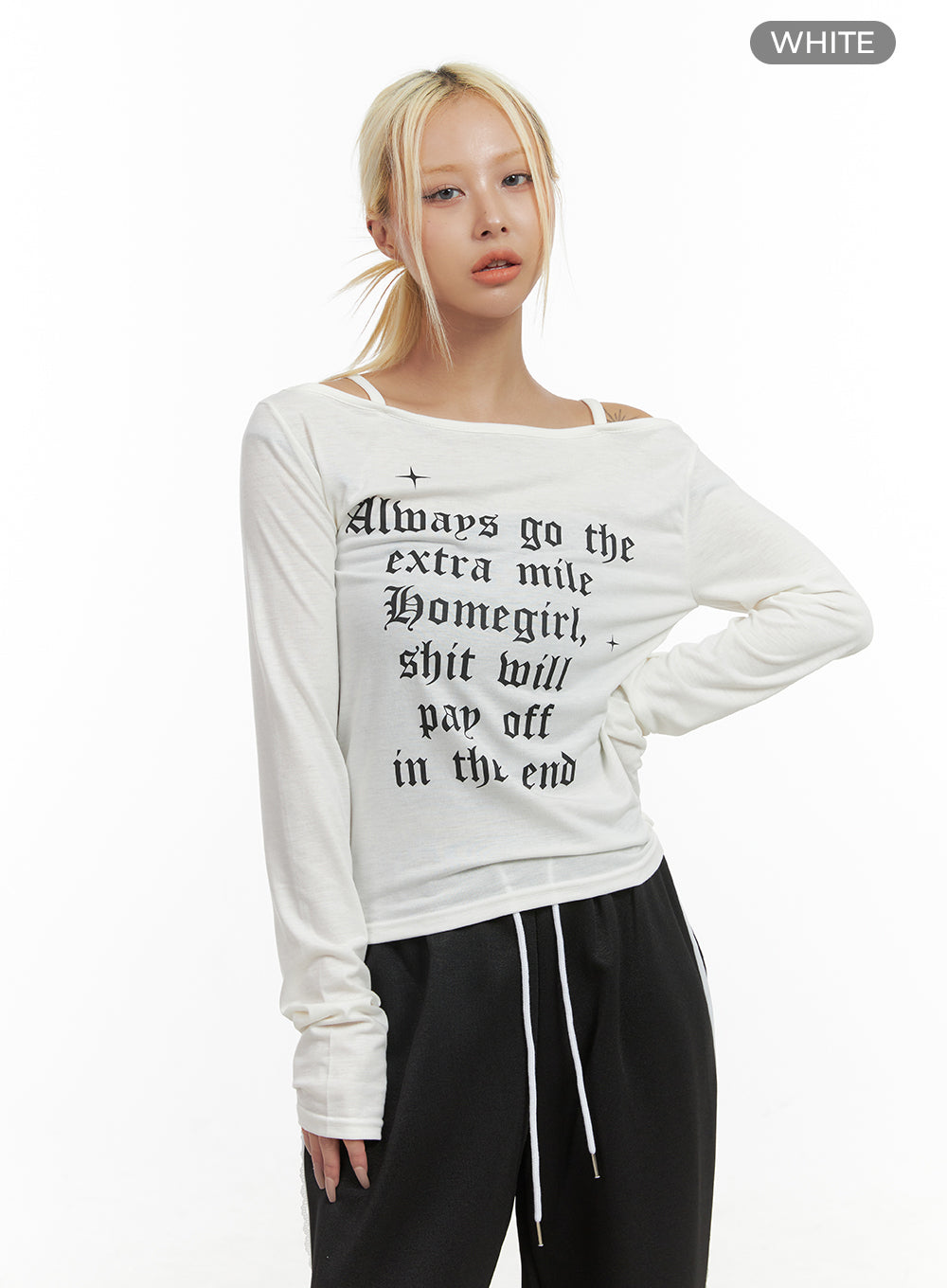 Chic Off Shoulder Letter Print Top  CO415