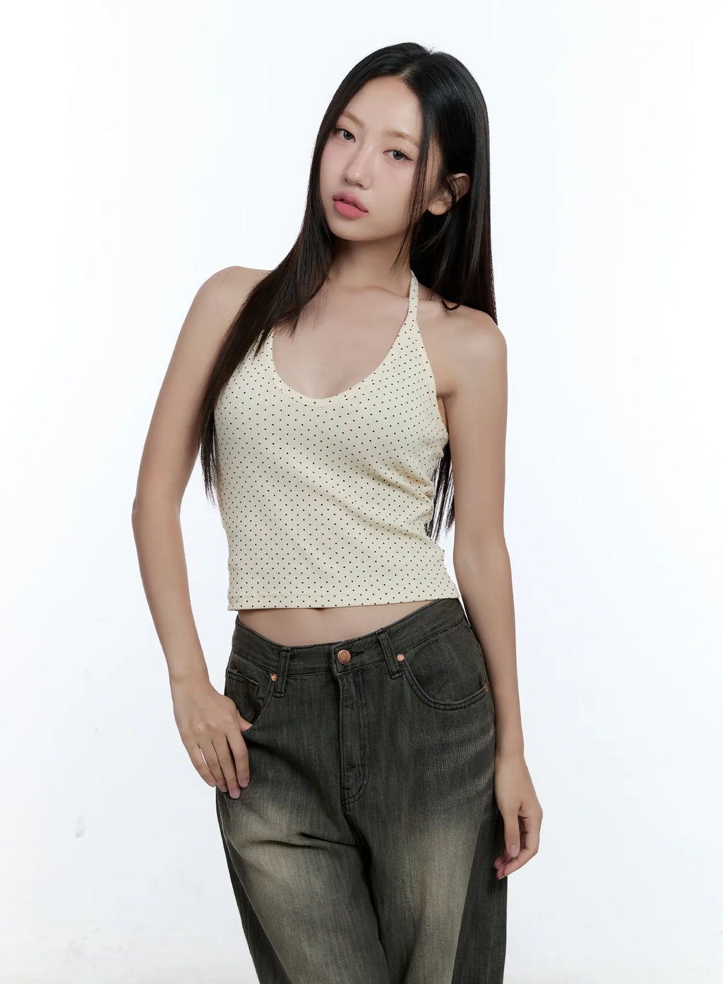 Polka Dot Halter Neck Cami Top CU527