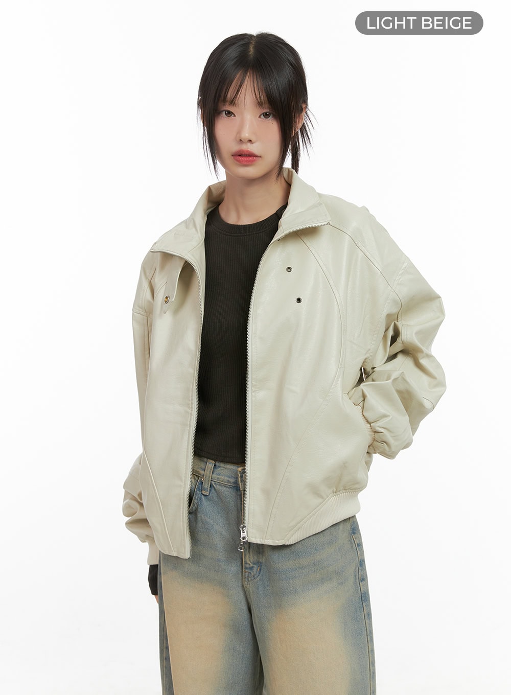 Refined Button-Up Leather Jacket CS412