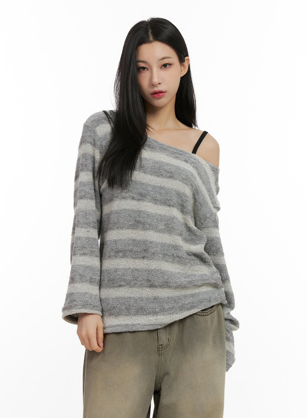 Loose-Fit Striped Knit Sweater CN416