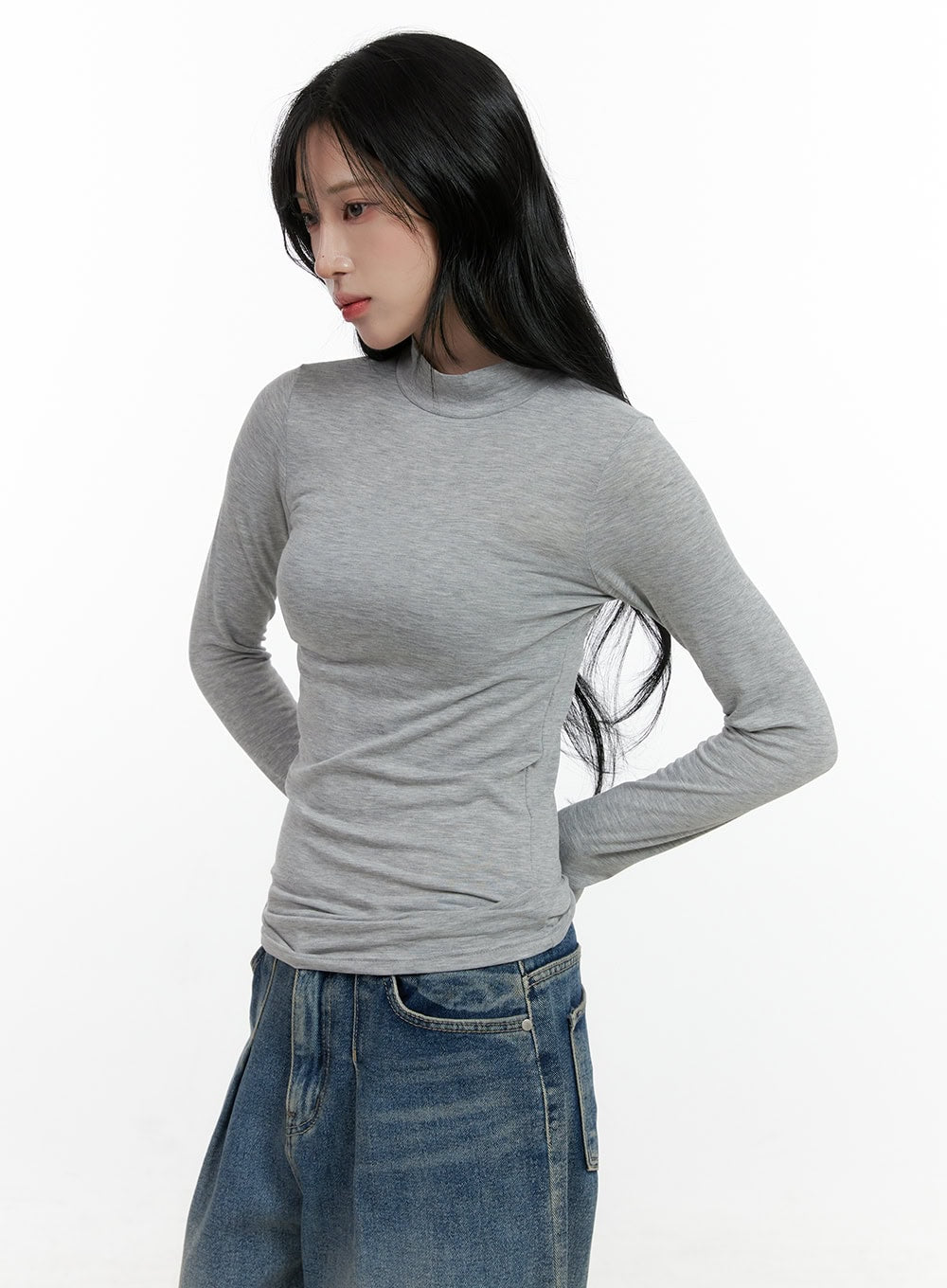 Elegant Solid Long Sleeve Tee CN408