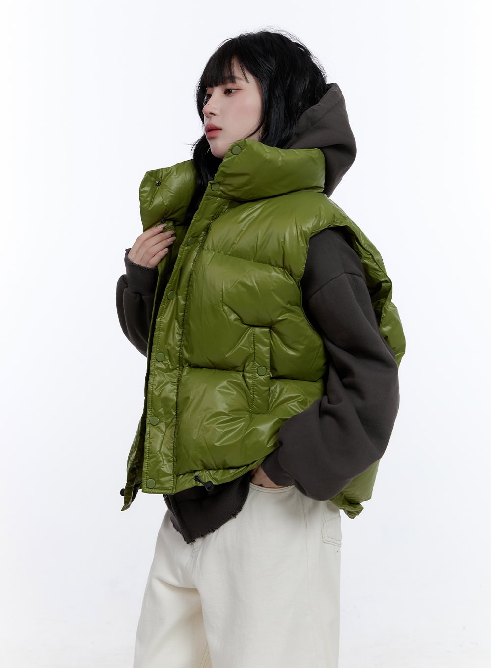 Oversized Chic Zip-Up Puffer Vest CD419