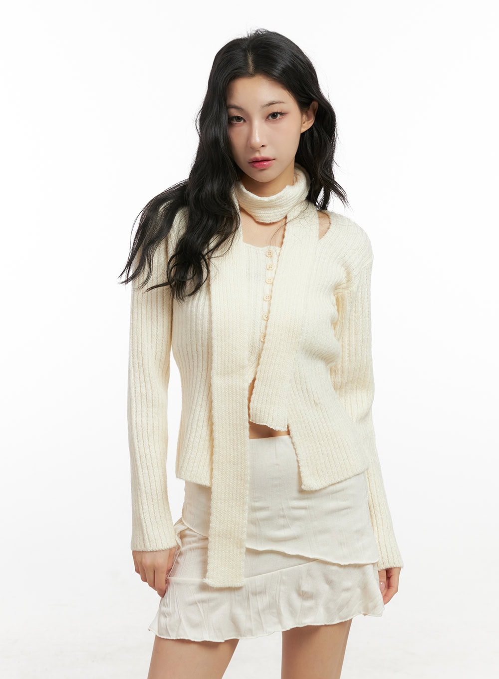 Slit Detail Ribbed Knit Sweater CN413