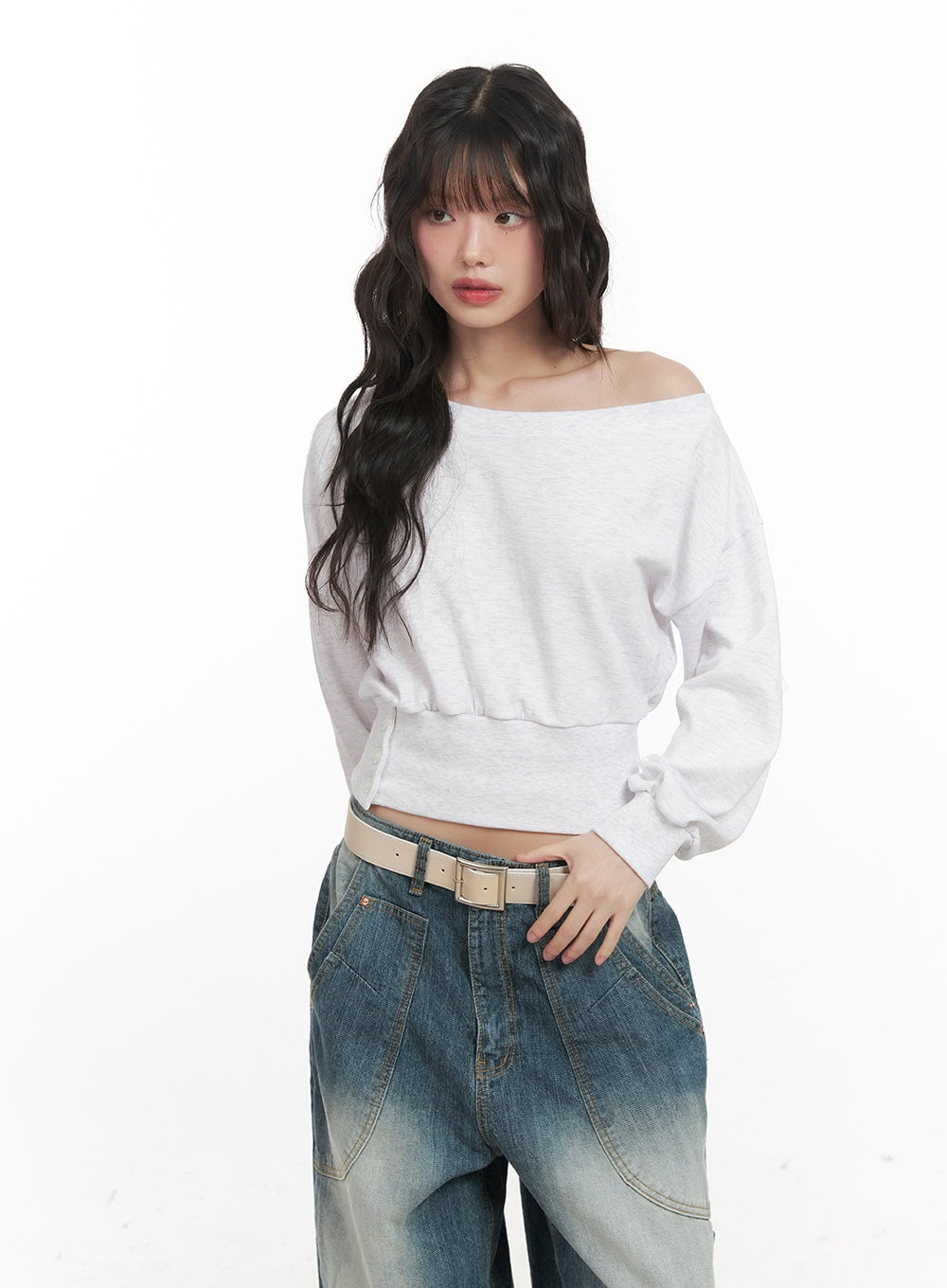 Side-Buttoned Crop Sweater CJ524