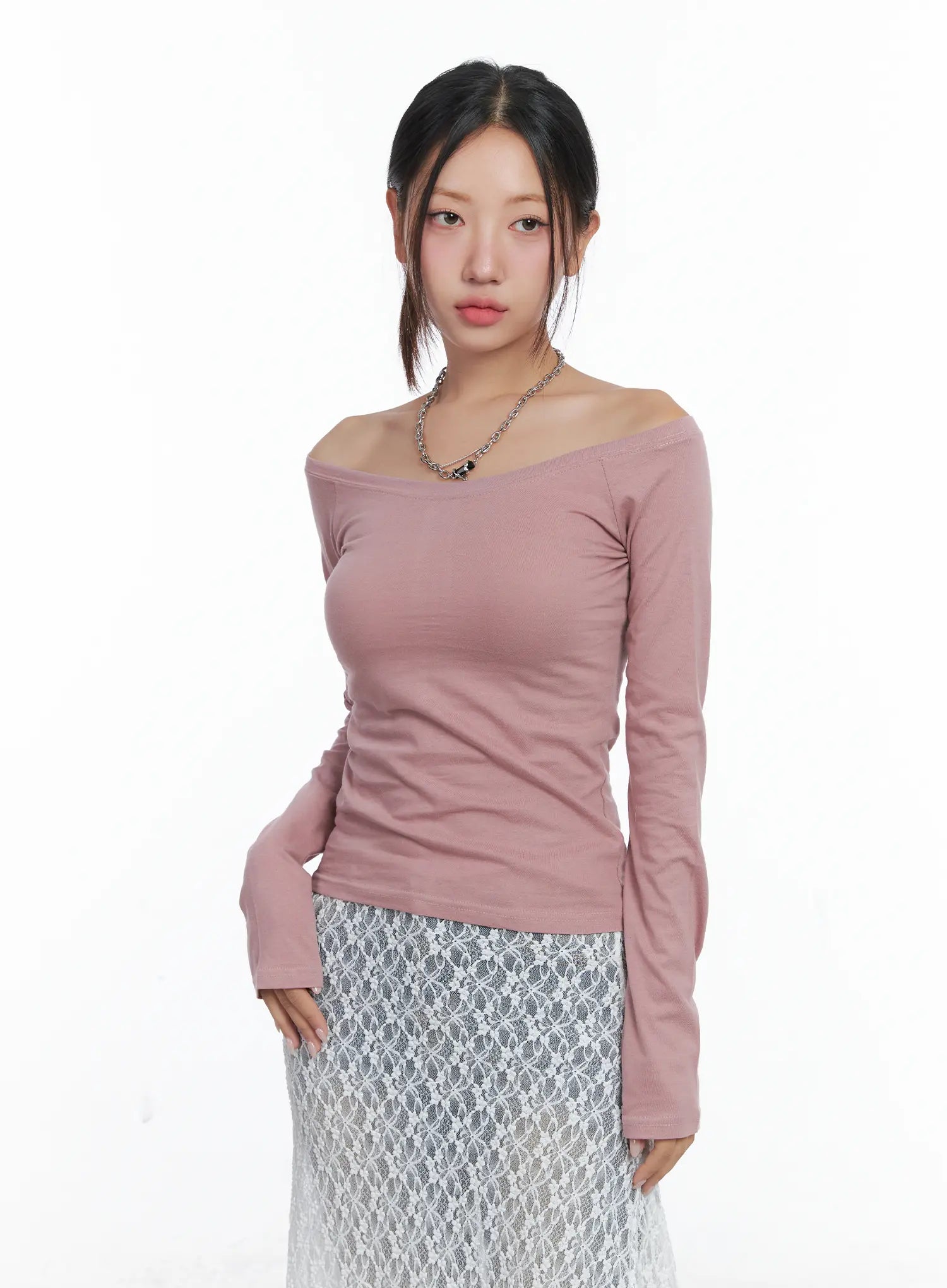 Slim Fit Off-Shoulder Long Sleeve Top CS502