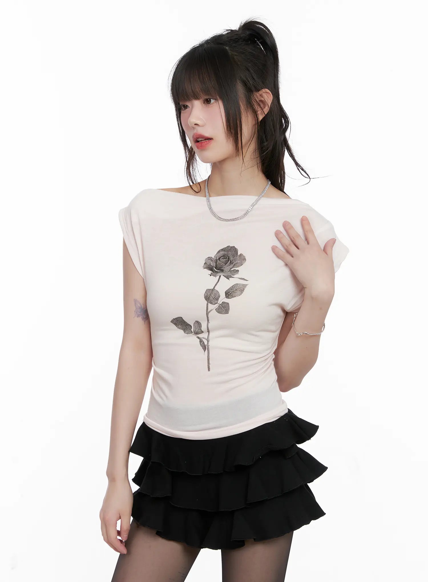 Black Rose Asymmetric Top CG518