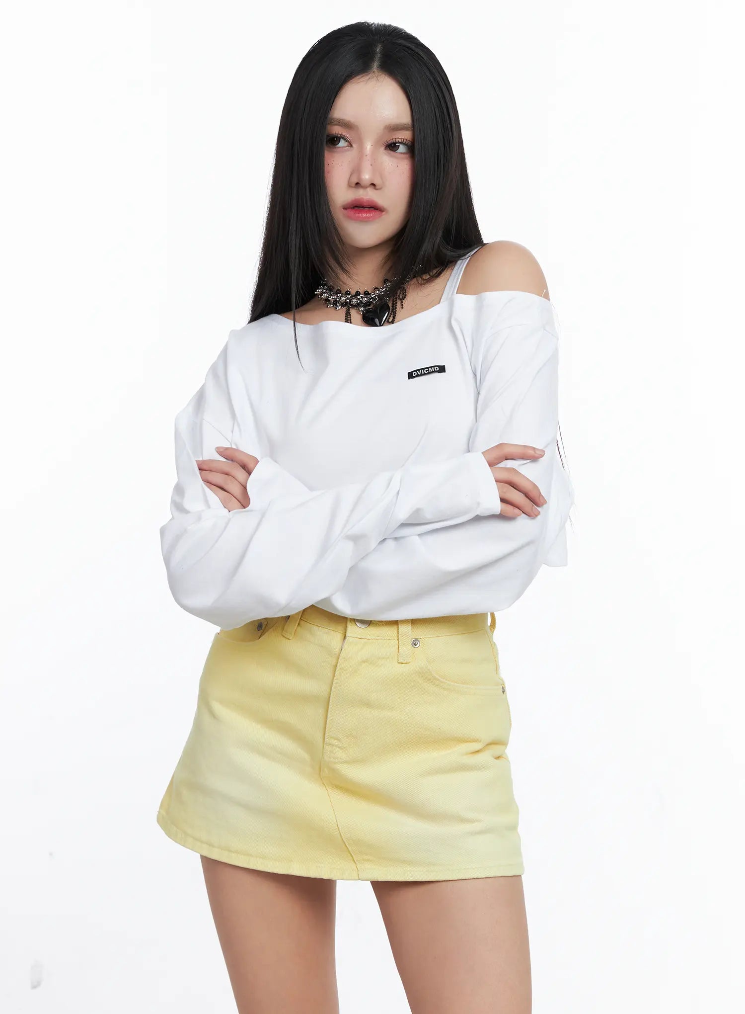 Asymmetrical Off-Shoulder Crop Top CS525