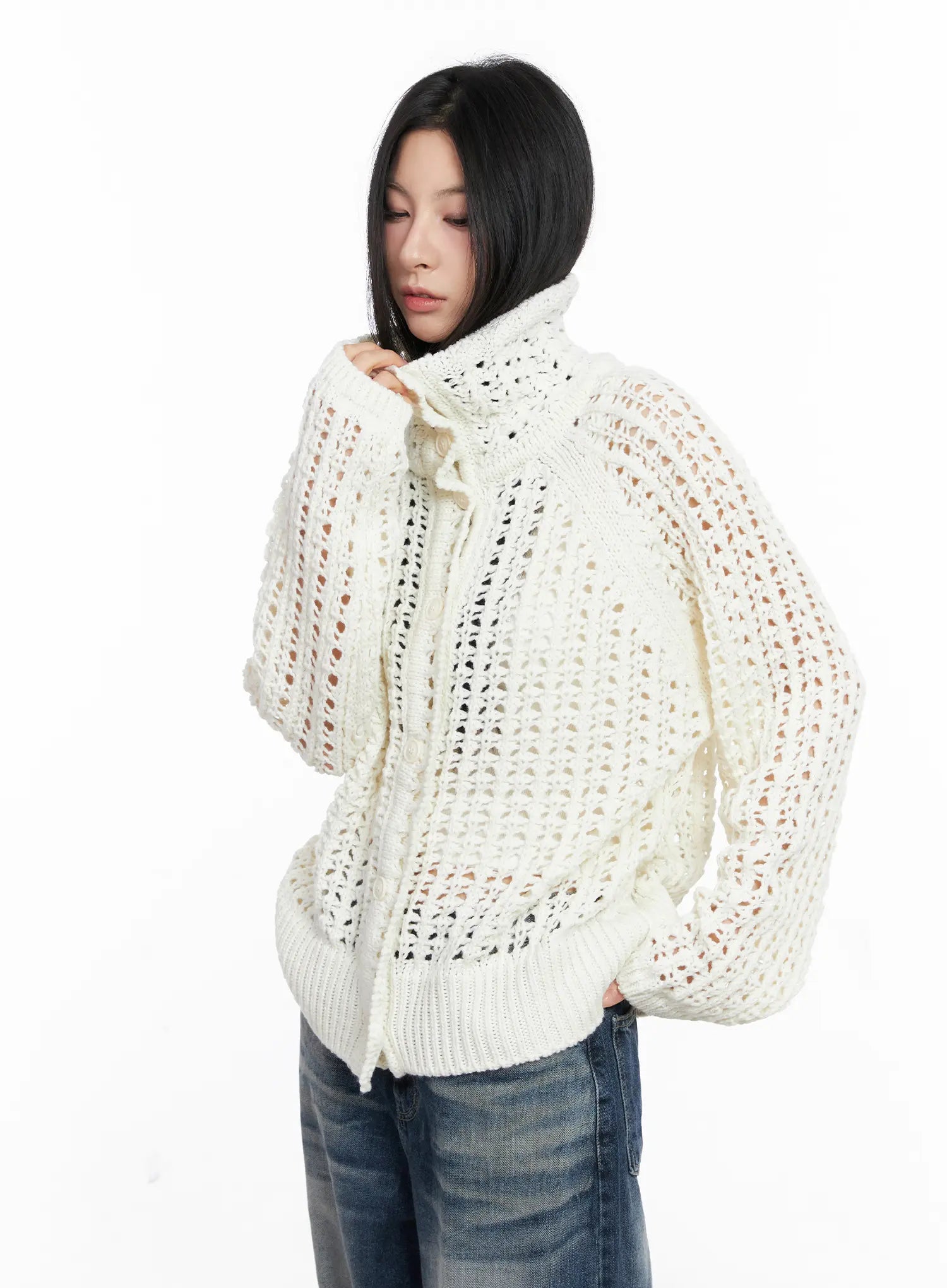 Shell Oversized Button Knit Cardigan CC1109